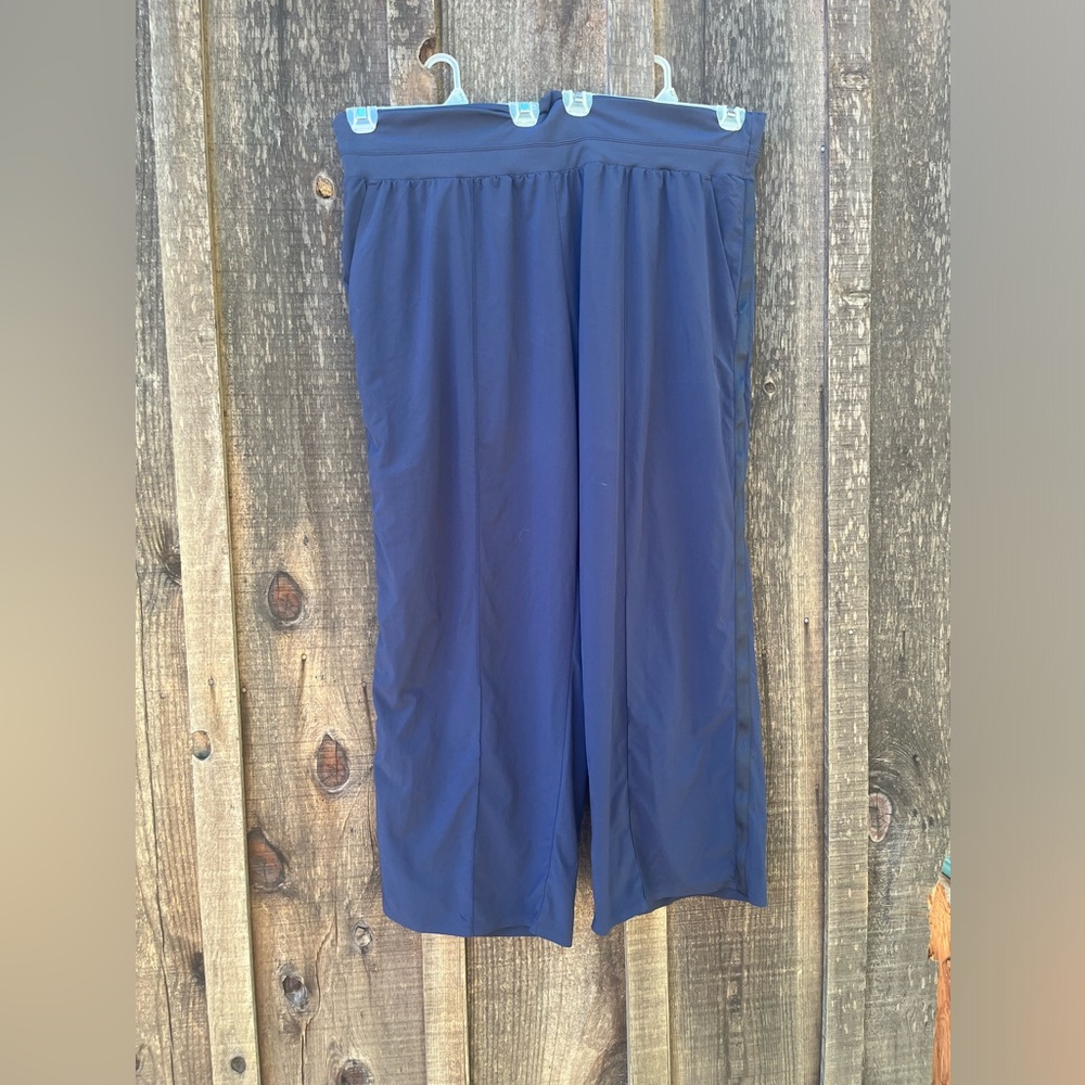ATHLETA Nolita Pants Womens Size 26 Pull On Wide Leg Elastic Waist Navy Blue